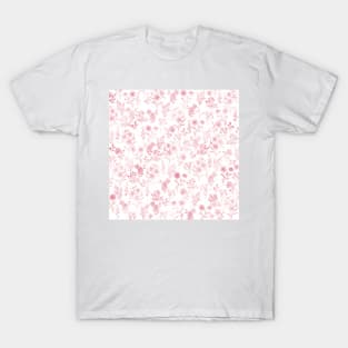 Botanical Rose Gold Flowers White Pattern T-Shirt